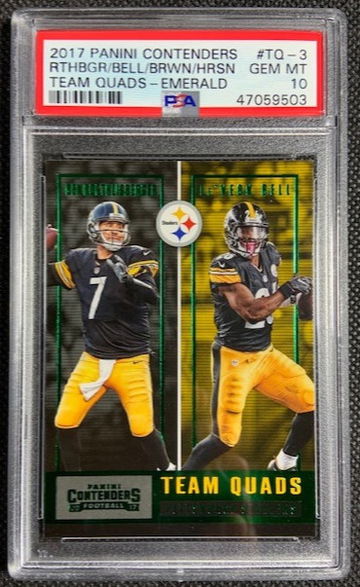2017 Panini Contenders EMERALD Roethlisberger/Bell/Brown/Harrison PSA 10 Gem Mint