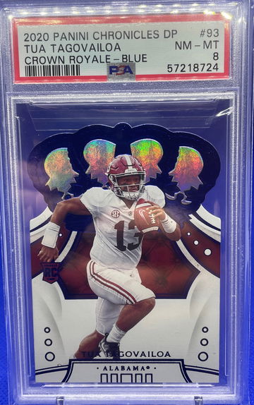 Tua Tagovailoa 2020 Panini Chronicles Draft Crown Royale Blue RC PSA 8 NM-MT SP