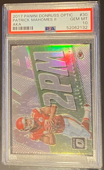 2017 Patrick Mahomes Panini Donruss Optic 2PM AKA PRIZM Rookie RC #30 PSA 10
