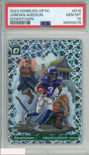 2023 PANINI DONRUSS OPTIC DOWNTOWN! JORDAN ADDISON #D18 ROOKIE RC PSA 10 GEM MT