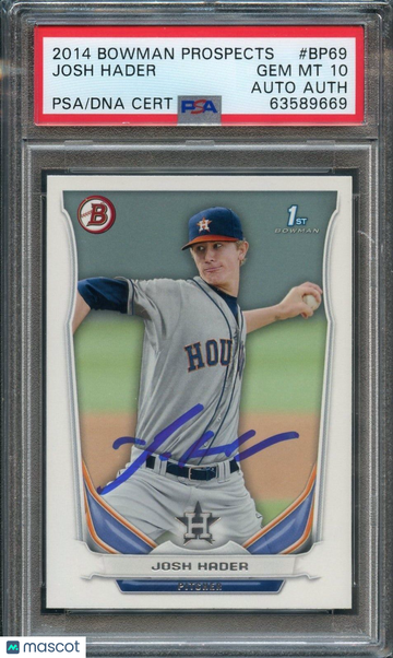 2014 Bowman Prospects Josh Hader #BP69 PSA 10 Auto A