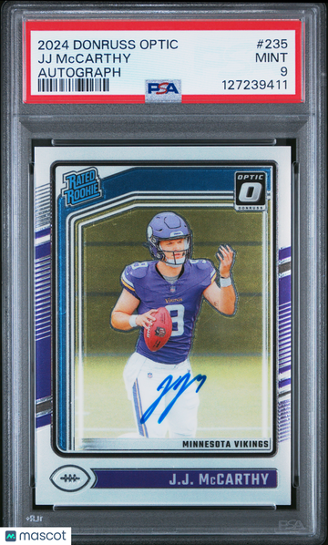 2024 Panini Donruss Optic JJ Mccarthy #235 Autograph PSA 9