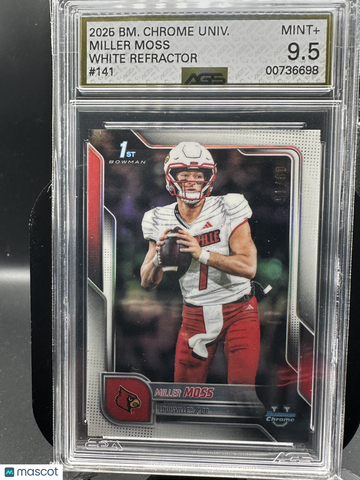 2025 Bowman Chrome University Miller Moss #141 White Refractor AGS 9.5