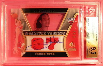 2007-08 SP ROOKIE THREADS GOLD ROOKIES #54 JOAKIM NOAH AUTO 42/50 BGS 9.5 GEM MINT