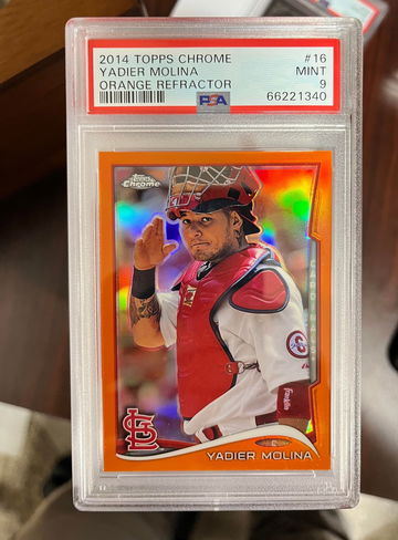 2014 Topps Chrome Yadier Molina Orange Refractor PSA 9