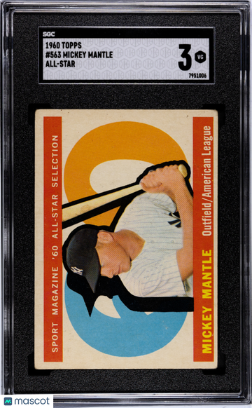 1960 Topps Mickey Mantle #563 All Star SGC 3