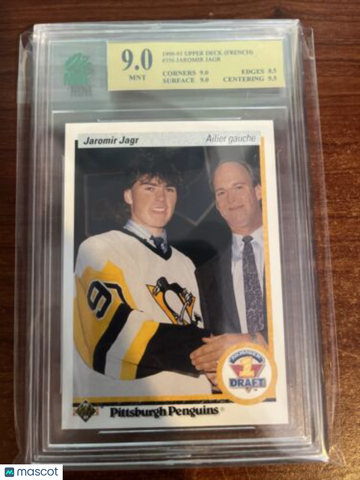 1990-91 Upper Deck Jaromir Jagr French Rookie MNT 9