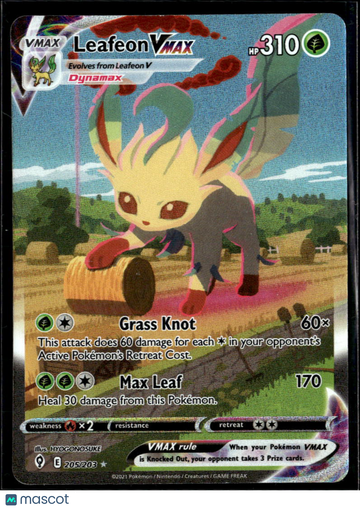 2021 Evolving Skies Leafeon VMAX Holo Secret Rare SAR #205/203