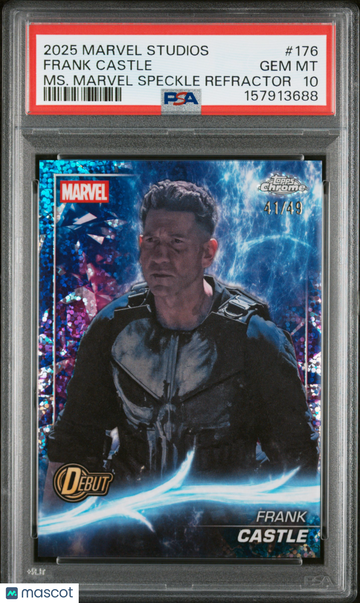 2025 Topps Marvel Studios Chrome Frank Castle MS. Speckle Refractor /49 #176 PSA 10