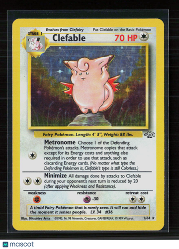 1999 Jungle Clefable Holo Rare #1/64