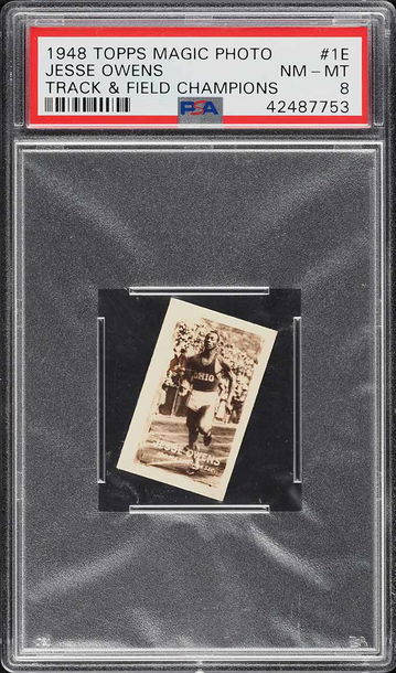 1948 Topps Magic Photo Track & Field Jesse Owens #1E PSA 8 POP 2 HIGHEST GRADED!