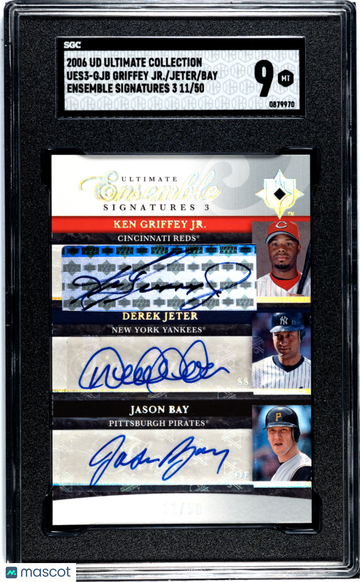 2006 Upper Deck Ultimate Collection Bay Jeter Griffey JR. #UES3-GJB Ensemble Sigs. 3 SGC 9