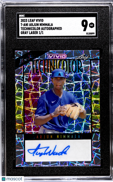 2023 Leaf Vivid Arjun Nimmala #T-ANI Technicolor Autograph Gray Laser 1 1 SGC 9