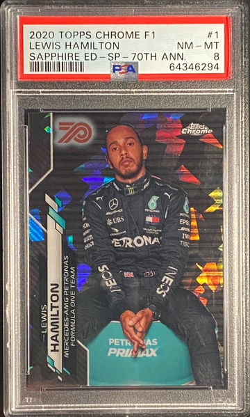 2020 Topps Chrome Sapphire Lewis Hamilton Variation IV SP 70th Anniversary /70 Formula 1 F1 PSA 8