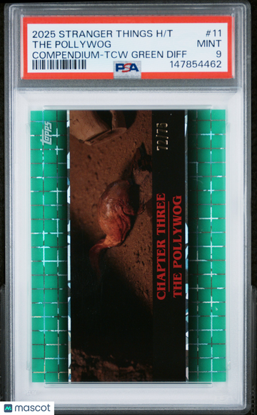 2025 Topps Stranger Things High Tek Compendium The Pollywog #C11 TCW Green Diff PSA 9