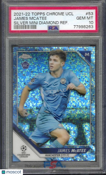 2021 Topps Chrome UEFA Champions League James Mcatee #53 Silver Mini Diamond Refractor PSA 10