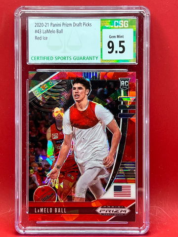 2020-21 Panini Prizm Draft Picks LaMelo Ball #43 RED ICE 10 CSG 9.5
