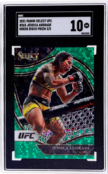 2021 Panini Select UFC Jessica Andrade #265 Green Disco Prizm 3/5 SGC 10