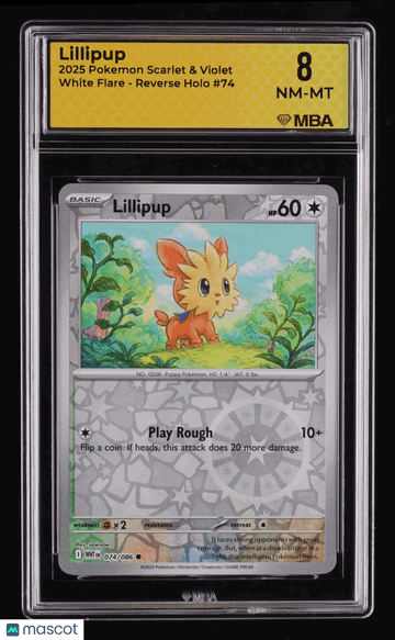 2025 Pokemon Scarlet & Violet White Flare Lillipup Reverse Holo MBA 8 #74