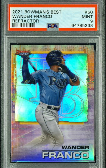Wander Franco 2021 Bowman’s Best RC Refractor PSA 9 Mint Tampa Bay Rays #50