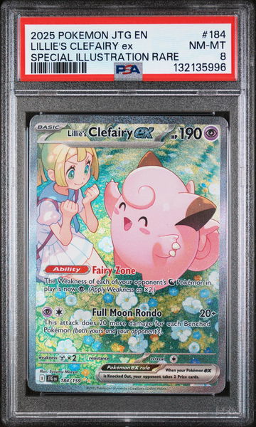 2025 Pokemon Scarlet and Violet Journey Together Special Illustration Rare Lillie's Clefairy Ex #184 PSA 8