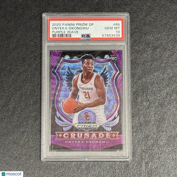 2020 Panini Prizm Draft Picks Onyeka Okongwu #85 Purple Wave PSA 10