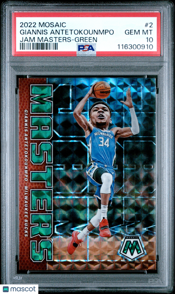 2022 Panini Mosaic Jam Masters Giannis Antetokounmpo #2 Green PSA 10