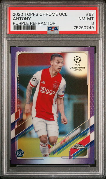 2020 TOPPS ANTONY CHROME UEFA CHAMPIONS LEAGUE PURPLE REFRACTOR #87 PSA 8