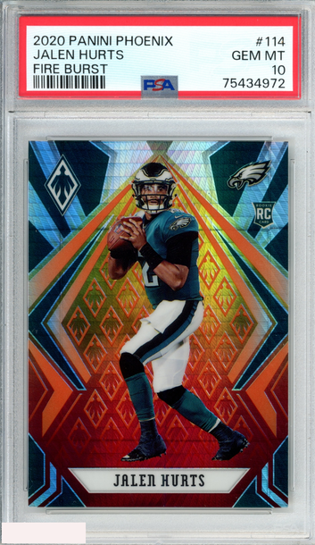 2020 PANINI PHOENIX JALEN HURTS #114 FIRE BURST ROOKIE RC PSA 10 GEM MT