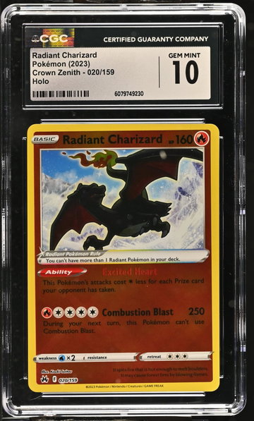 2023 Pokemon #020/159 Radiant Charizard Crown Zenith CGC 10