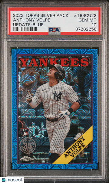 2023 Topps Silver Pack 1988 Chrome Promo Anthony Volpe #T88CU22 Update Blue Refractor PSA 10