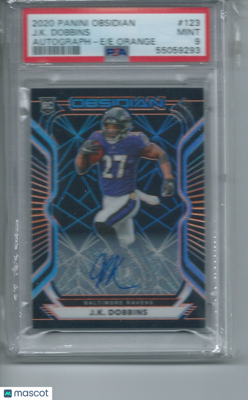 2020 Panini Obsidian J. K. Dobbins #123 Autograph E E Orange PSA 9