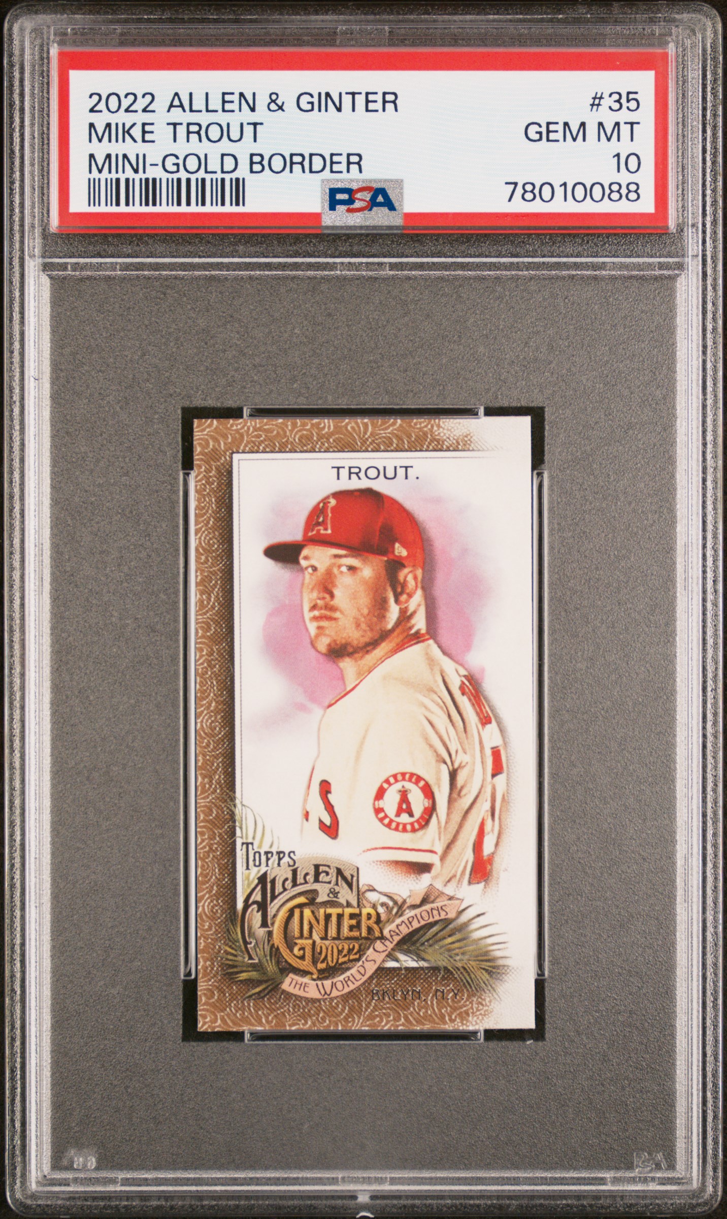Mike Trout 2022 Topps Allen & Ginter GOLD BORDER #35 PSA 10