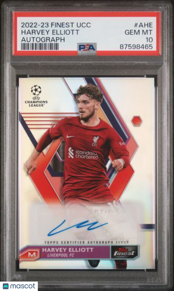 2022-23 Topps Finest UEFA Club Competitions Autographs Harvey Elliott #AHE PSA 10