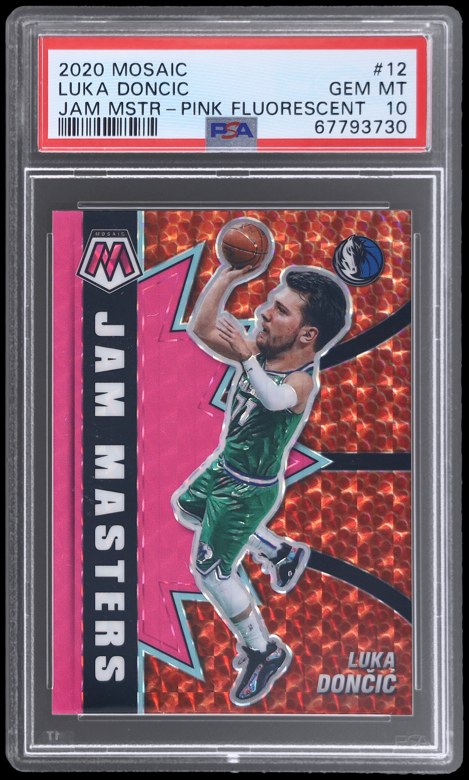 2020 Panini Mosaic Luka Doncic Jam Masters Pink Fluorescent PSA 10