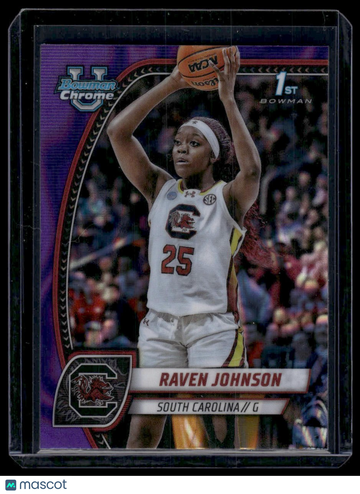 2024-25 Bowman University Chrome Raven Johnson #60 Purple Lava Refractor