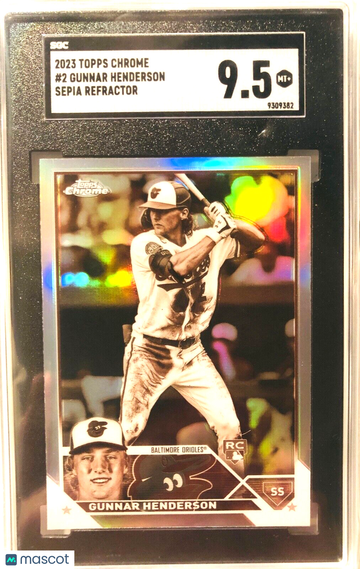GUNNAR HENDERSON 2023 Topps Chrome #2 SEPIA REFRACTOR SGC 9.5 RC Orioles