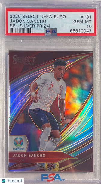 2020 Panini Select UEFA Euro Jadon Sancho #181 SP Silver Prizm PSA 10