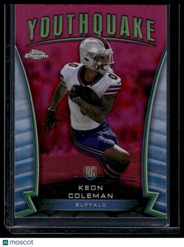 2024 Topps Chrome Keon Coleman #Y-21 Youthquake Pink Refractor