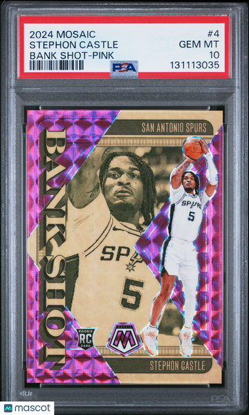 2024 Panini Mosaic Bank Shot Stephon Castle #4 Pink PSA 10
