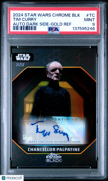 2024 Topps Star Wars Chrome Black Autographs Dark Side Tim Curry 26/50 #TC PSA 9