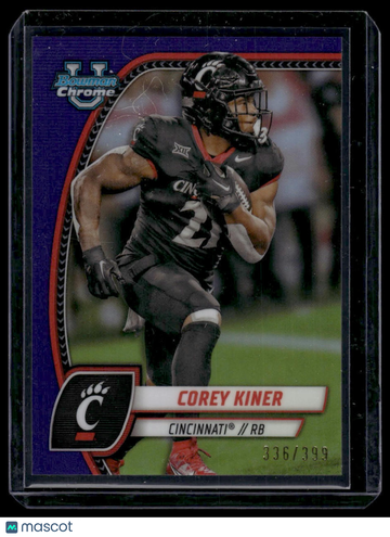2024 Bowman University Chrome Corey Kiner #47 Purple Refractor SN