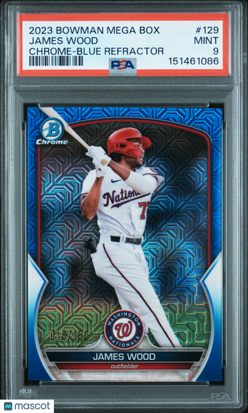 2023 Bowman Mega Box Chrome James Wood #129 Blue Refractor /150 PSA 9
