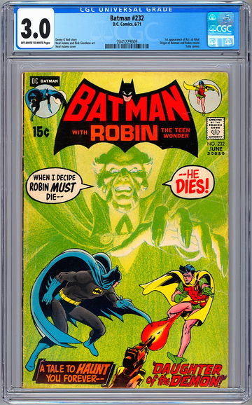 BATMAN #232 CGC 3.0 1ST RA’S AL GHUL APP DENNY O’NEIL STORY NEAL ADAMS CVR 1971