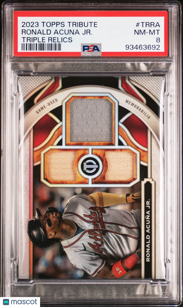 2023 Topps Tribute Tribute Triple Relics Ronald Acuna JR. #TRRA PSA 8