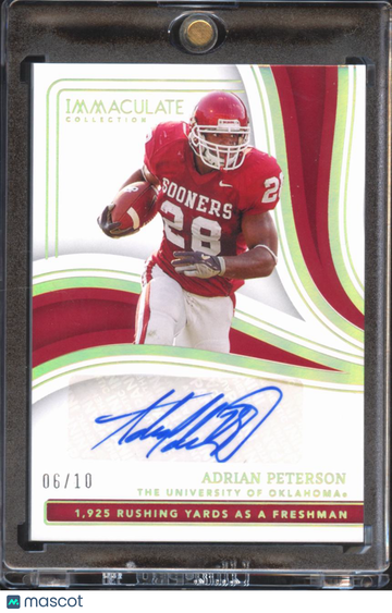 2023 Panini Immaculate Collection Collegiate Adrian Peterson #CGS-AP /10 College Greats Signatures