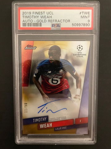 2019 Finest UCL TIMOTHY WEAH AUTOGRAPH GOLD REFRACTOR /50 PSA 9 - pop 1