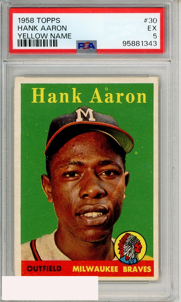 1958 TOPPS HANK AARON #30 YELLOW NAME PSA 5 EX