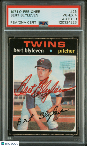 1971 O-Pee-Chee Bert Blyleven #26 PSA 4 Auto 10