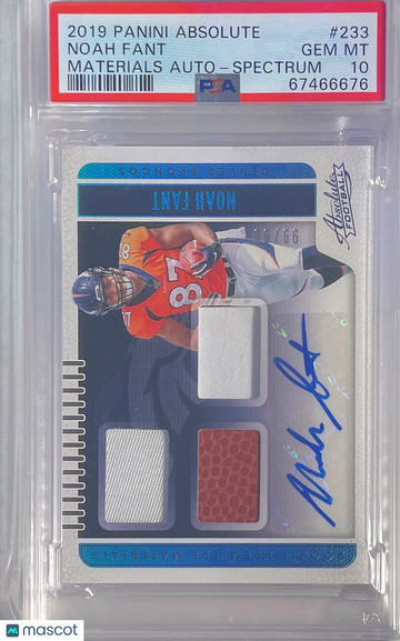 2019 Panini Absolute Noah Fant #233 Materials Auto Spectrum PSA 10